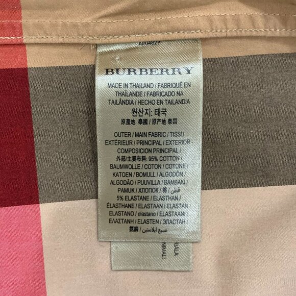 Burberry Large Check Button-Up Shirt Beige/Multicolor Cotton Blend L - Picture 6 of 8